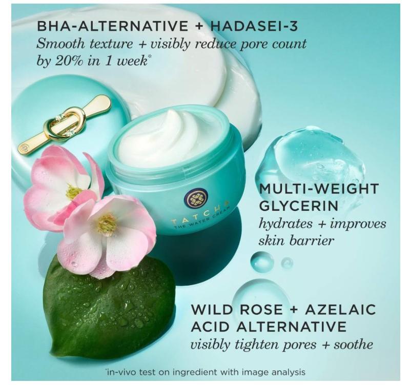 TATCHA The Water Cream | Cream Moisturizer for Face, Optimal Hydration For Pure Poreless Skin