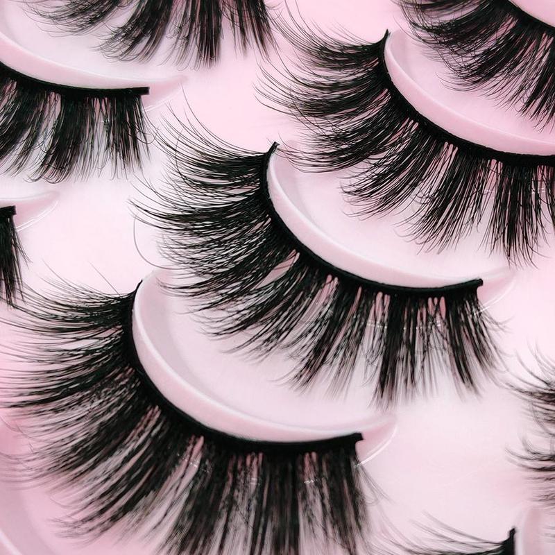 Fluffy False Eyelashes, 20 Pairs Natural Faux Cluster Lashes, Volumized False Eyelashes for Women Girls Eye Makeup Enhancement