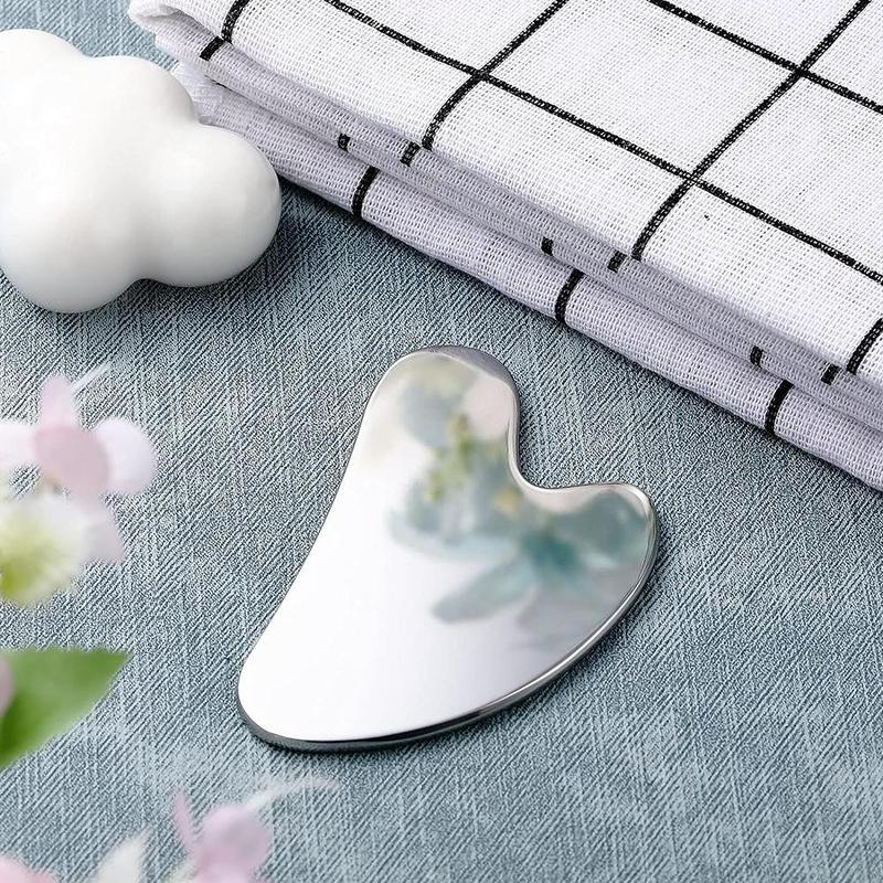 Stainless Steel Heart Shaped Gua Sha Board, Manual Massage Tool for Face & Body, Professional Massage Tool for Women & Men