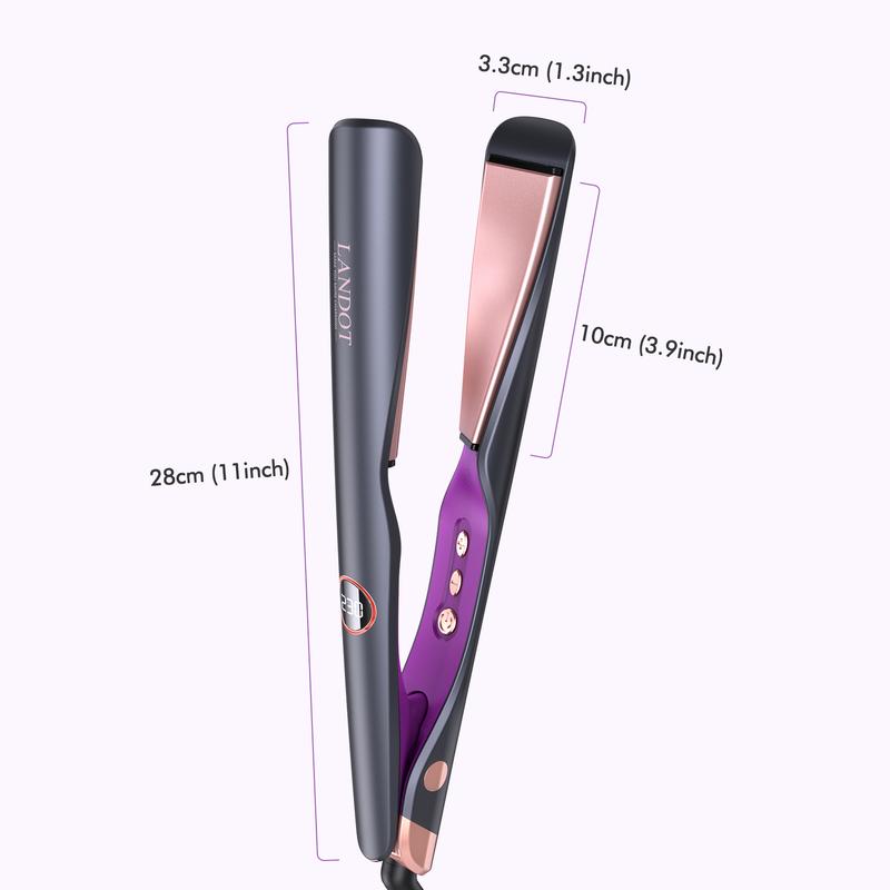 LANDOT 2 in 1 Hair Straightener Flat Curling Iron Smooth Titanium  Comfort Curler 