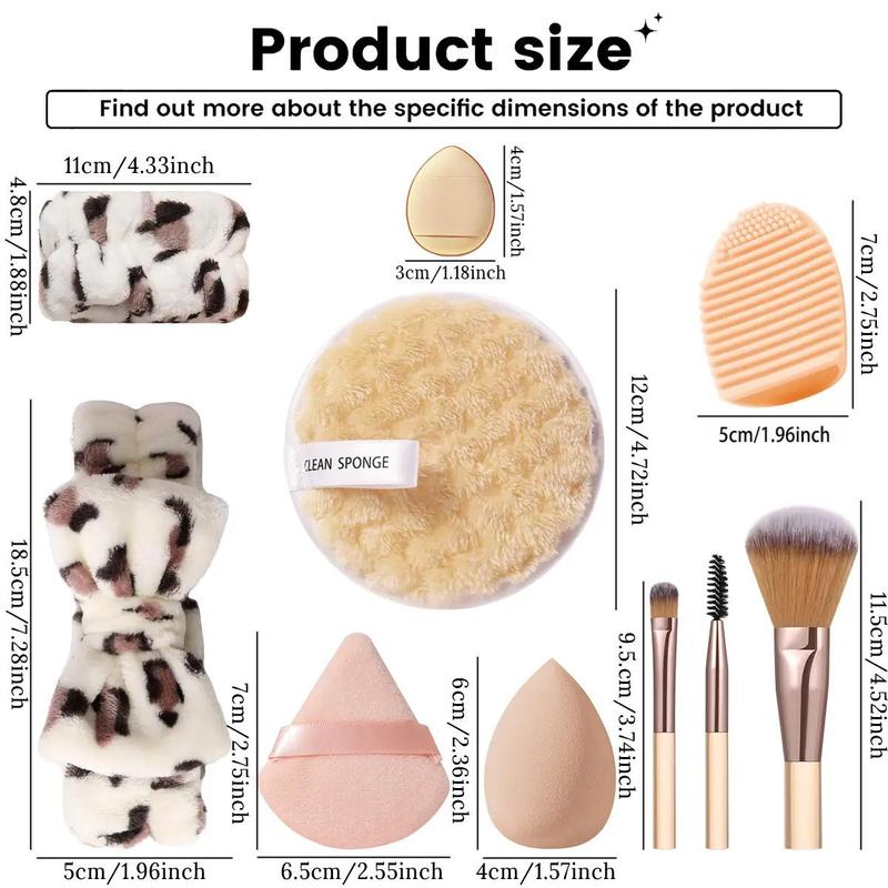 Summer Makeup Tool Set, 18pcs set Sponge & Mini Powder Puffs & Triangular Puff & Cleaning Mat & Brush & Headband & Wristband & Face Puff, Cruel Summer, Makeup Products, Christmas, Christmas Gift