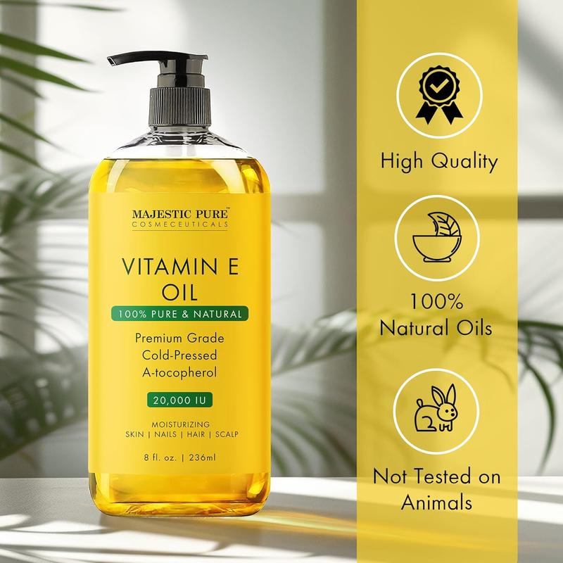 Vitamin E Oil - 100% Pure & Natural, 20,000 IU | Premium Grade, Cold-Pressed and Tocopherol to Repair Dry, Damaged Skin| Moisturizing Skin, Hair and Scalp 8Fl Oz Body Care Cream Long Lasting Comfort Long Lasting Comfort Moisture Moisturize