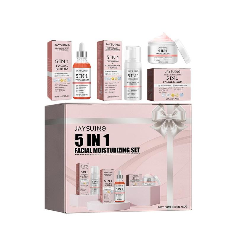 5 in 1 Skin Care Kit, 1 Set Skincare Kit, Includes Moisturizing Facial Cream & Serum & Cleanser, Hydrating Skin Care Tool