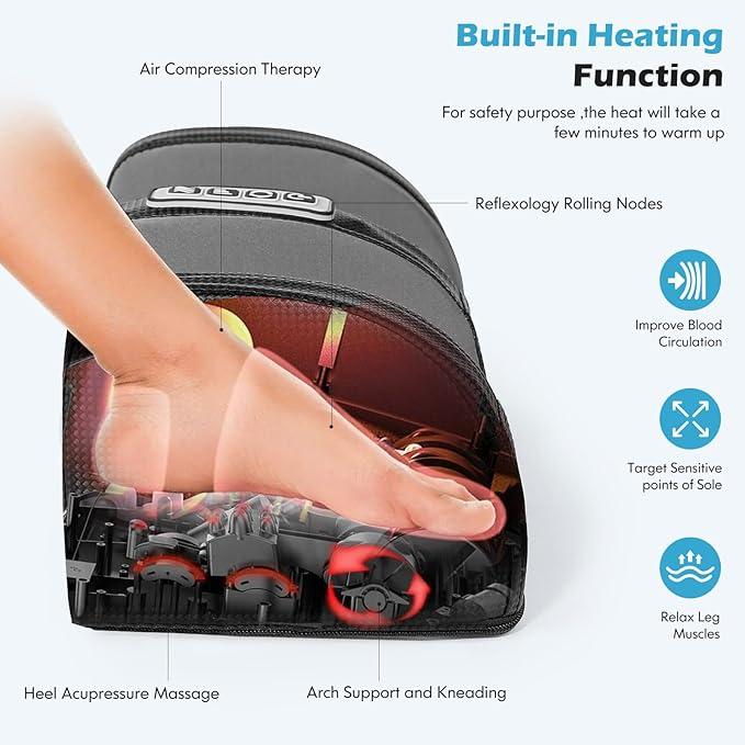 Foot Massager Machine with Heat, Shiatsu Deep Kneading, Delivers Relief for Tired Muscles and Plantar Fasciitis, Christmas Gift