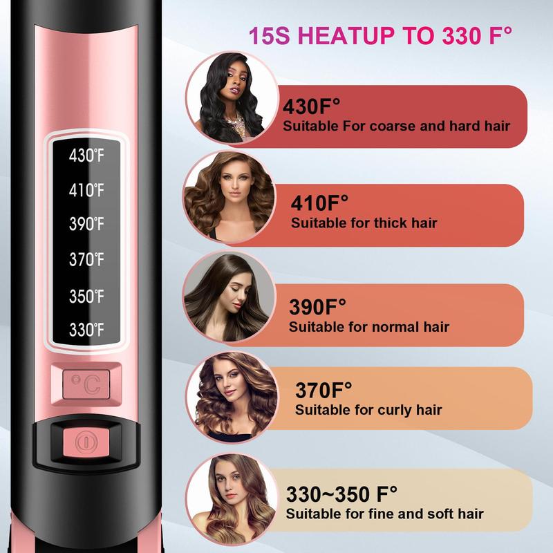 Negative Ion Hair Straightener, Professional Ceramic Flat Iron, Fast Heat 2 in 1 Curler & Straight, Comfortable Hair Styling Tool for Home & Salon Use