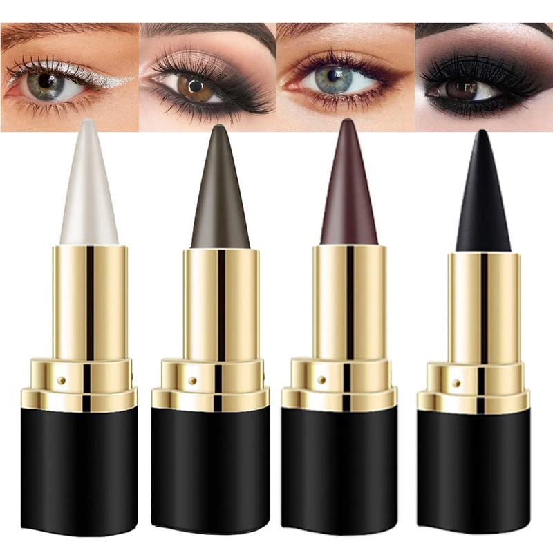 Kaely 4Pcs Black Brown Silver Gray Gel Eyeliner Pencil,Natural Black Eyeliner Cream Waterproof Smudge Proof,Eye Liner Black