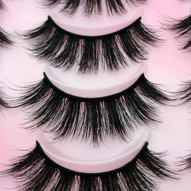 Fluffy False Eyelashes, 20 Pairs Natural Faux Cluster Lashes, Volumized False Eyelashes for Women Girls Eye Makeup Enhancement