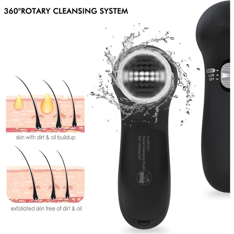 Facial Cleansing Brush Face Scrubber: Electric Face Spin Cleanser Brushes with 6 Brush Heads for Deep Cleansing, Gentle Exfoliating, Removing Blackhead, Massaging