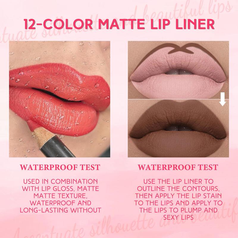 Long Lasting Lip Liner, Waterproof Lip Liner, Easy Coloring Lip Liner Pen, Moisturizing Matt Finish Lip Liner, Lighter Lipstick, Lip Stain, Christmas Gift