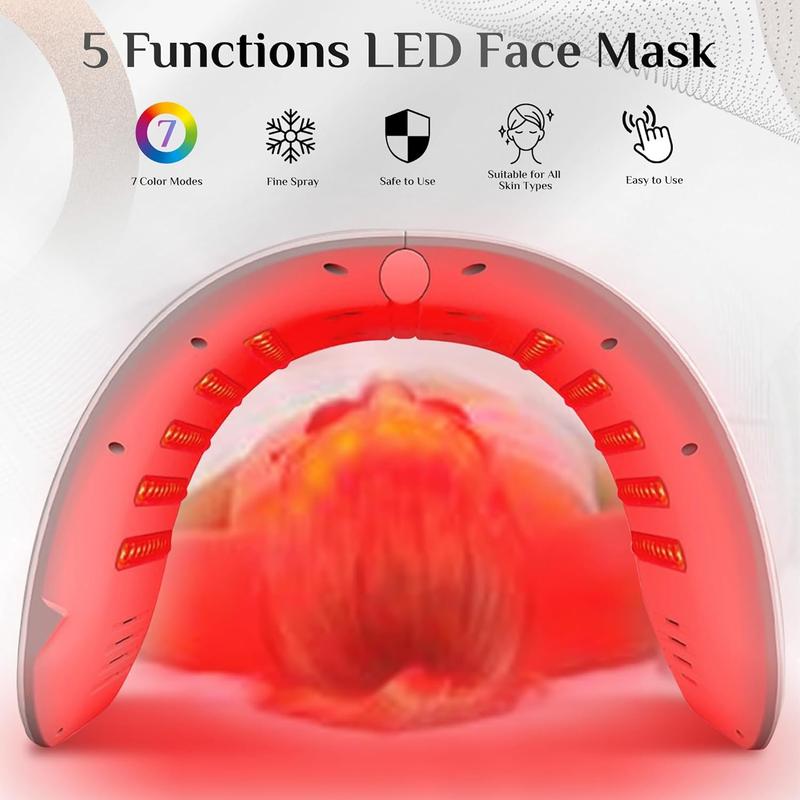 LED red light face mask, 7 in 1 beauty device for home skin care, facial mask SPA equipment, facial skin care tools