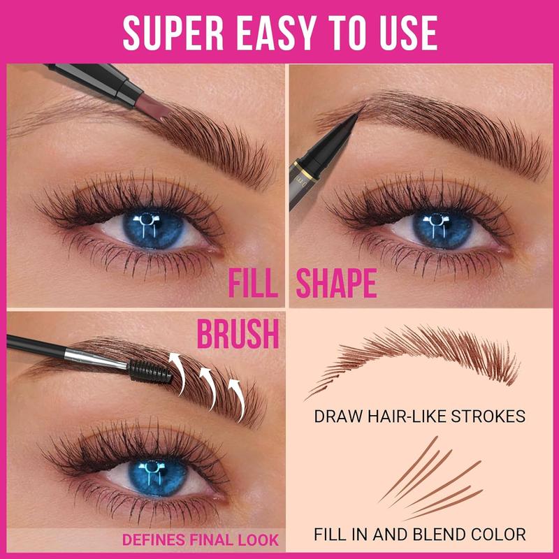 Microblading Eyebrow Pencil. Brow Pencil 2-in-1 Dual-Ended Eyebrow Pen. With 3-Prong Micro-Fork-Tip Applicator and Precise Brush-Tip. Create Natural-Looking Brows. Stay on All Day. Light Brown. Perfect Your Brows.