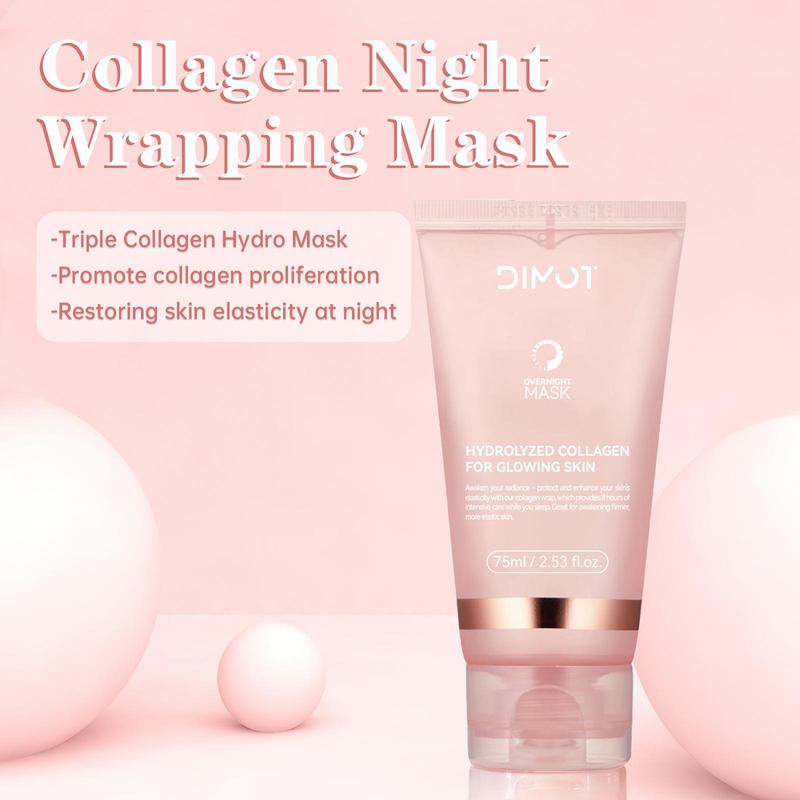 Collagen Overnight Wrapping Peel Off Facial Mask, 2 Counts set Hydrating Face Mask, Face Care Product for Women & Men, Christmas Gift