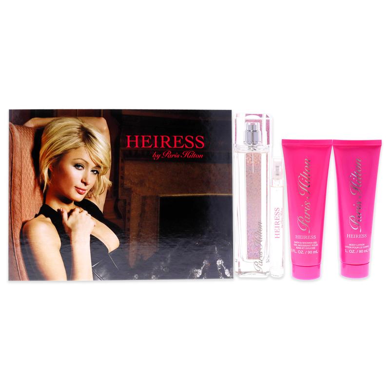 Heiress by Paris Hilton for Women - 4 Pc Gift Set 3.4oz EDP Spray, 0.34oz EDP Spray, 3oz Body Lotion,