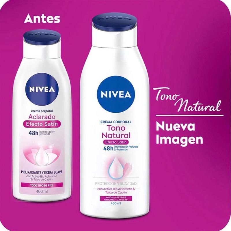 NIVEA Natural Satin Effect Body Cream, 400ml - Moisturizing Body Lotion - Body Care