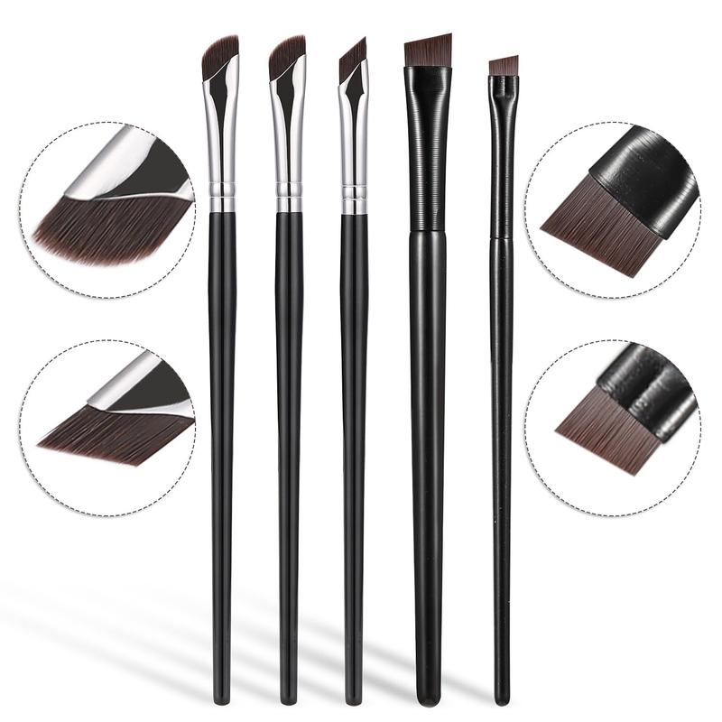 5-Piece Set Eyeliner Brushes for Precision Makeup Application - Fine Angled & Ultra Thin Slanted Flat Angle for Professional Beauty Cosmetic Tool