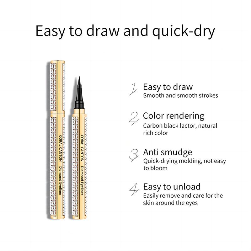 CoralCanton Diamond Extra Waterproof Long Lasting Smooth Smudge Liquid Eyeliner,Flexible Brush Tip,Fast-Drying, Black Color Long Lasting Smooth Smudge Cosmetic Lipliner Makeup