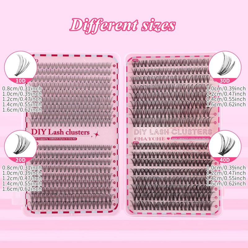 Natural Look Eyelash Extensions, 1 Box Individual False Eyelashes with Eyelash Glue & Tweezers & Brush, Eye Makeup Enhancement Tool for Women & Girls