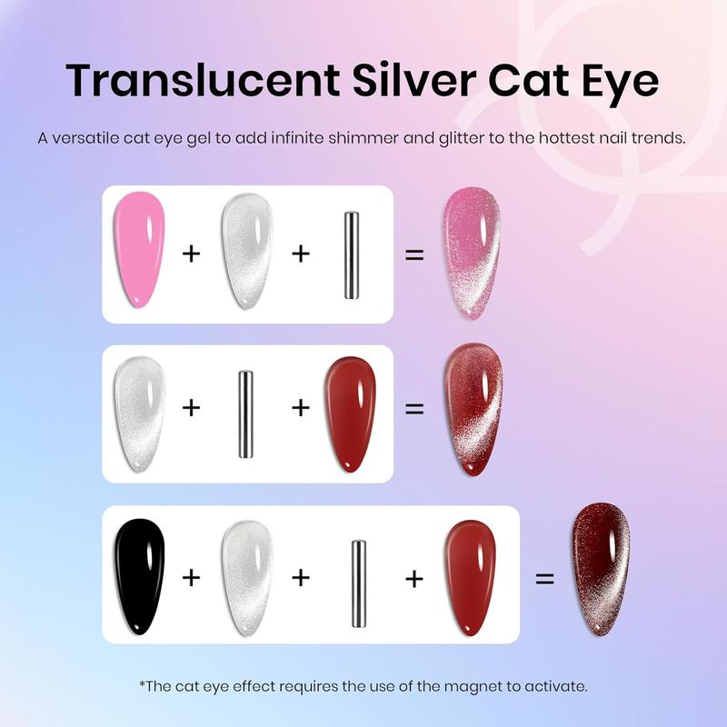 Beetles Cat Eye Gel Nail Polish 15ml Gel Polish Soak Off UV LED Nail Lamp 1 Color Silver Shimmer Velvet Gel Nail Polish Nail Art Manicure Salon DIY Home