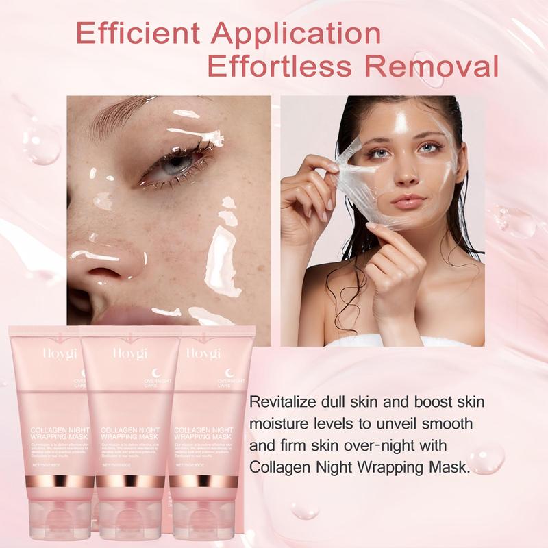 Collagen Overnight Wrapping Peel Off Facial Mask, 3 Boxes Deep Cleansing & Moisturizing Care Mask, Facial Skin Care Product for Women & Men, Christmas, Christmas Gift