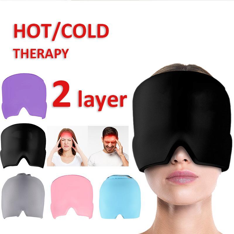 Migraine Relief Gel Cap, 1 Count 360 Degree Hot Cold Compression Head Coverage Sleep Mask, Stretchable Physiotherapy Eye Mask