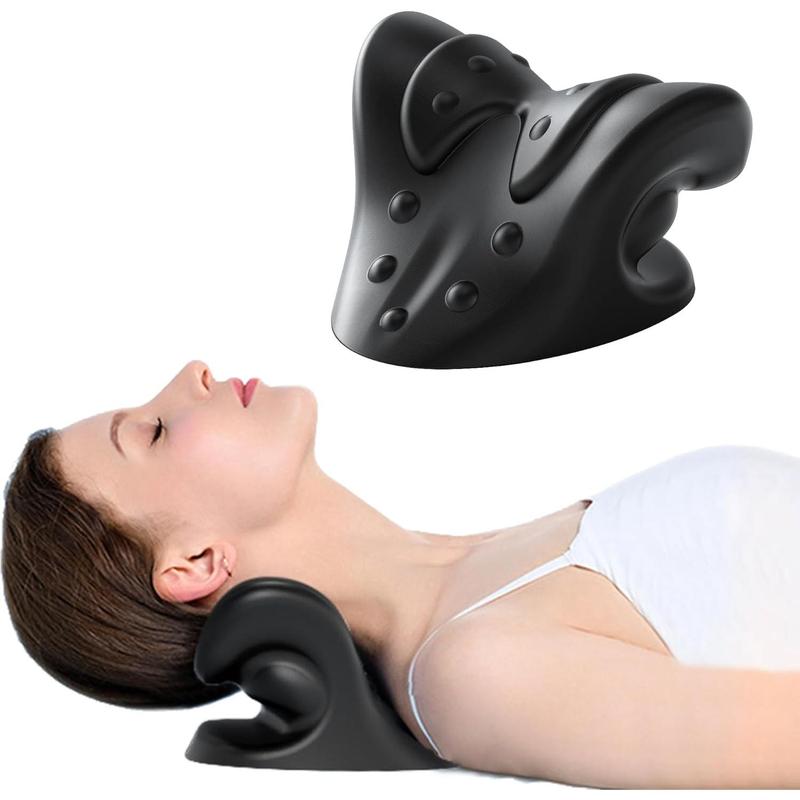 Neck and Shoulder Relaxer, Neck Cervical Traction Device Neck Stretcher for TMJ Headache Neck Pain Relief and Cervical Spine Alignment Chiropractic Pillow Relieve Muscle Tension (Black)