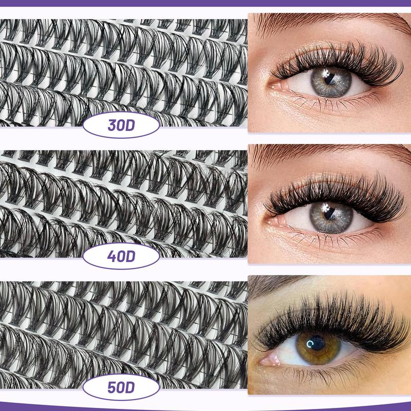 Mixed Length False Eyelashes with Bond and Seal & Remover & Tweezers & Eyelash Curler, 1 Box Natural Look Eyelash Extensions, Self Grafting Eyelash Clusters, Christmas Gift