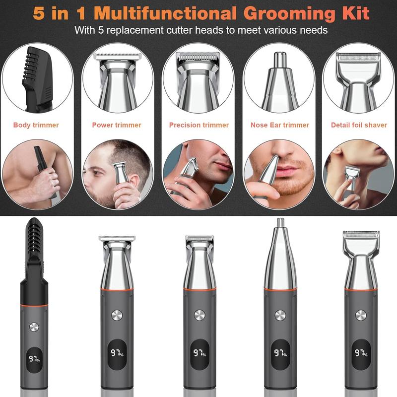 Beard Trimmer for Men, Waterproof Electric Razor for Nose, Body, Face and Mustache, Cordless Hair Clippers Shavers for Men Grooming Kit, Gifts for Men Husband Father