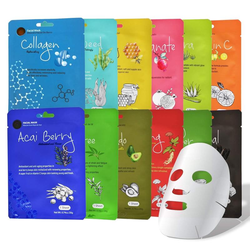 Essence Mask Variety Set Classic Authentic Korean Moisturizing Skincare (12 Pieces)