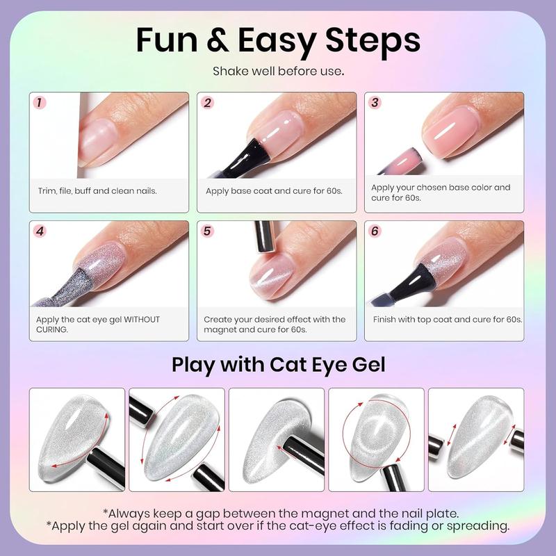 Beetles Cat Eye Gel Nail Polish 15ml Gel Polish Soak Off UV LED Nail Lamp 1 Color Silver Shimmer Velvet Gel Nail Polish Nail Art Manicure Salon DIY Home