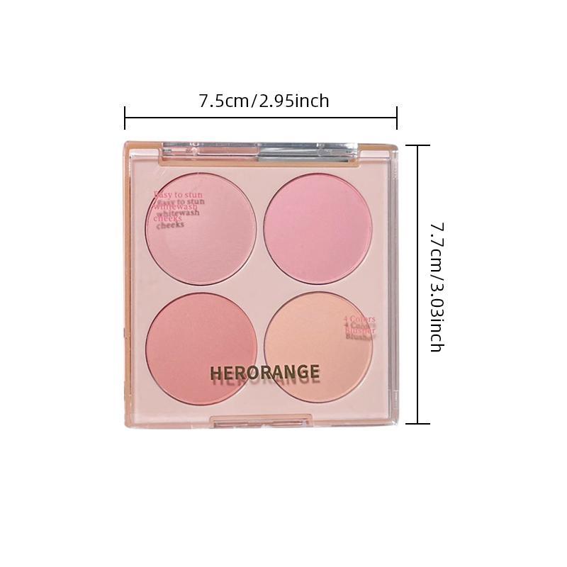 4 Colors Face Blush Palette, 1 Count Long Lasting Non-fading Lightweight Natural Look Compact Blush for Daily Makeup Suitable for All Skins, Cosmetic Gift for Women and Girls