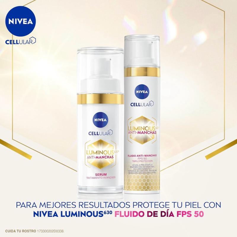 Nivea Luminous 630 Anti-Spot Advance Treatment Serum and Fluid Bundle Set with Hyaluronic Acid and Vitamin E for Skin Hydration