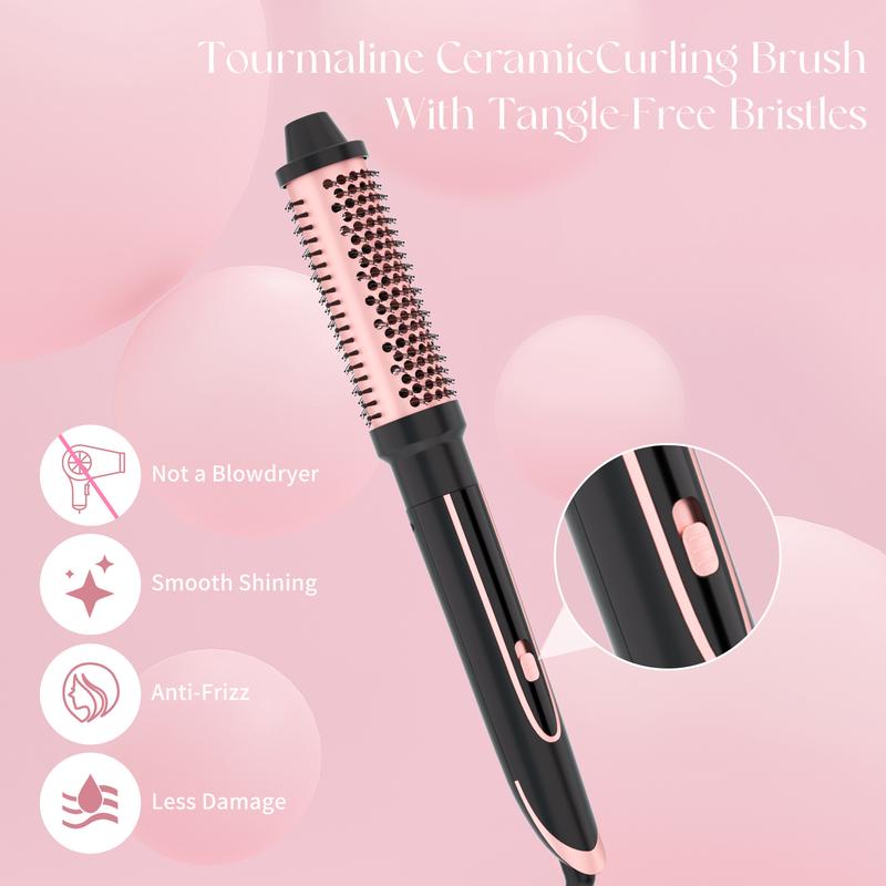 Heikki Vision 5-in-1 Curling Hot Brush Set with Curling Brush and 4 Interchangeable Ceramic Curling Wands, Instant Heat, Includes Heat Protective Gloves and 2 Clips (US Standard)