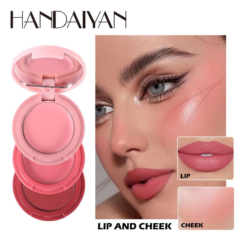 HANDAIYAN 3 in 1 Contour Highlighter Blush Makeup Palette, Shimmer Matte 3 Colors Pigmented Brighten Highlighting Bronzer Blusher Eyeshadow Pallet, Long Lasting Shaping Full Face Eyes Makeup kit