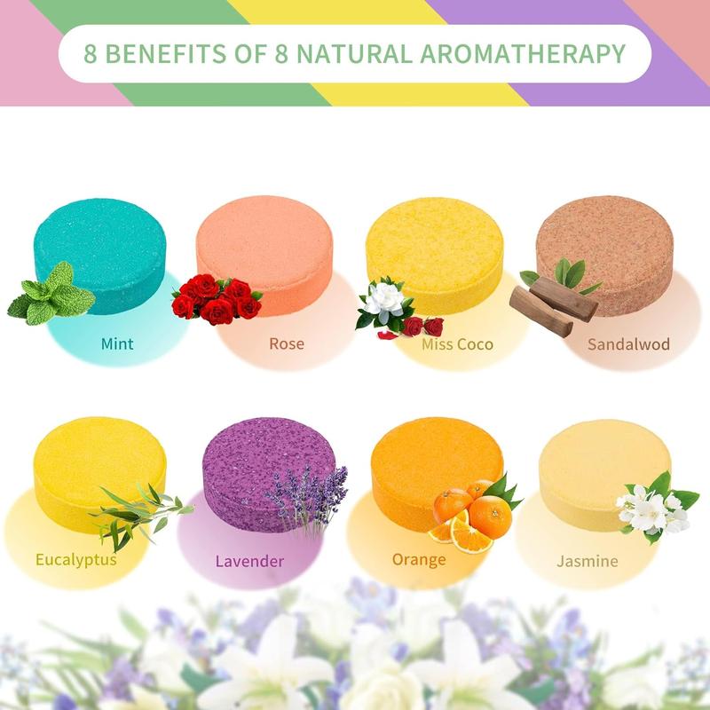 Pack of 8 Shower Steamers Aromatherapy Gifts Set with Essential Oils for Home SPA - Body Care Comfort Body Wash Soap