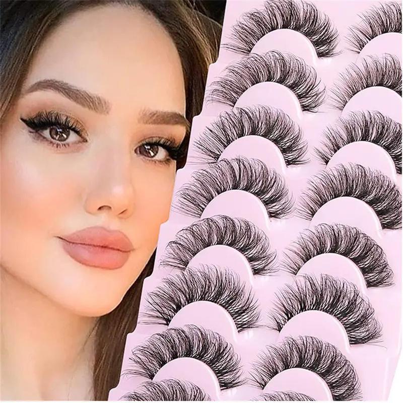 Fluffy Eyelash, 10 Pairs False Eyelashes, Natural Wispy Lashes, Eyelash Extension for Women and Girls