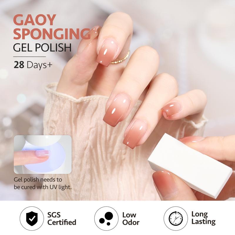 GAOY Sponging Gel Nail Polish Set with 6pcs Sponges for Ombre Nails, Blush Nails, Blend Colors, or Create Nail Gradients at Home DIY