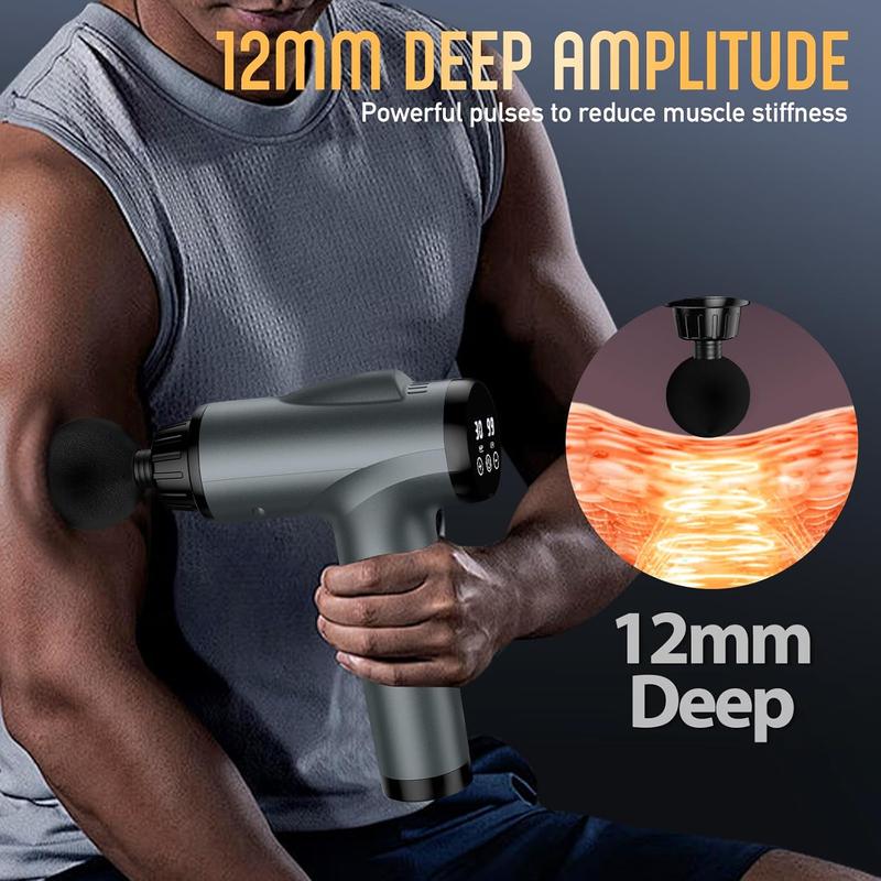 Massage Gun Deep Tissue, Handheld Electric Muscle Massager, High Intensity Percussion Massage Device for Pain Relief with 9 Attachments & 30 Speed(Black)