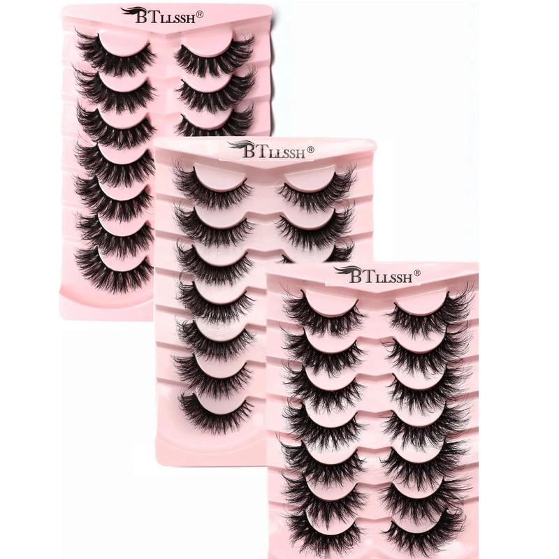 Summer Fluffy False Eyelashes, 21 Pairs Mixed Styles Faux Cluster Lashes, Natural Lightweight Curling Eye Makeup Strip Lashes, Lash Clusters