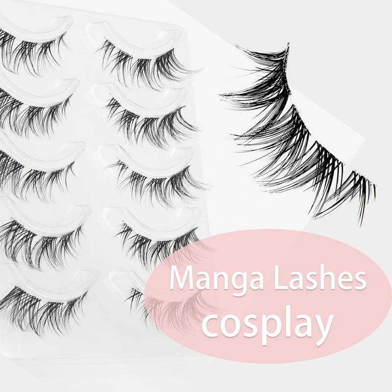 Natural Look Manga False Eyelashes, 1 Box Reusable Fluffy Curly Thick Faux Cluster Lashes, Eye Makeup Products for Women & Girls, Christmas, Christmas Gift