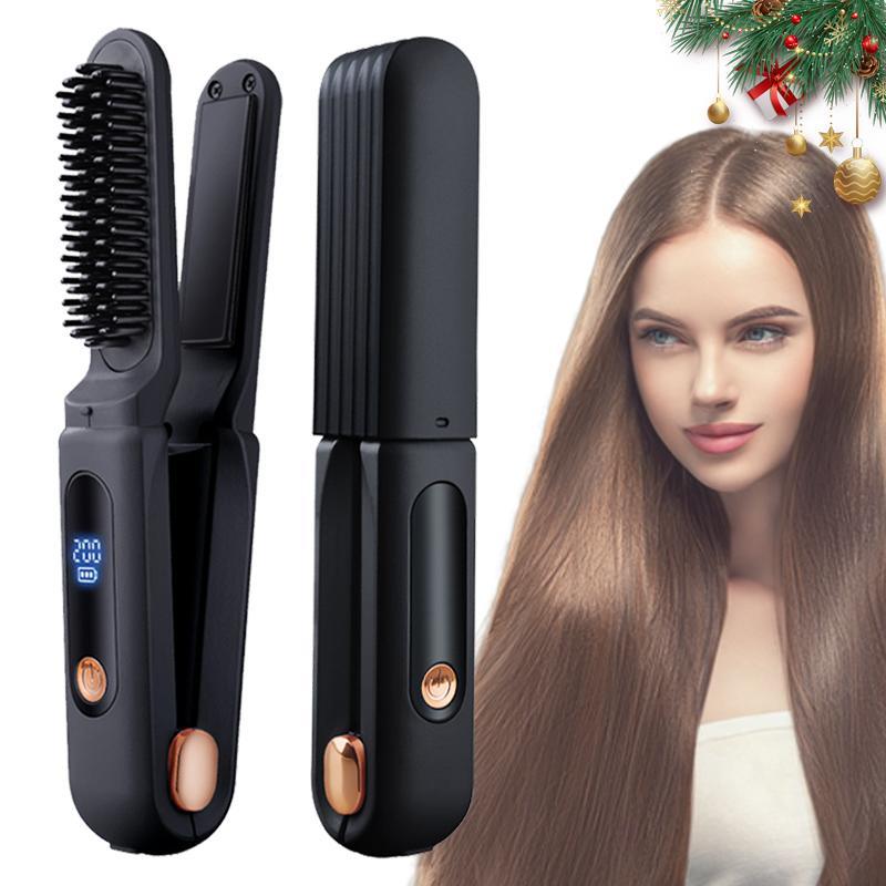 Cordless Hair Straightening Comb Clipper 2-in-1 Multifunctional Portable Hair Straightening Brush,  Portable and Compact Design for Easy Styling, Suitable for Hair Styling Tools At Home or On the Go, Christmas Winter Gift