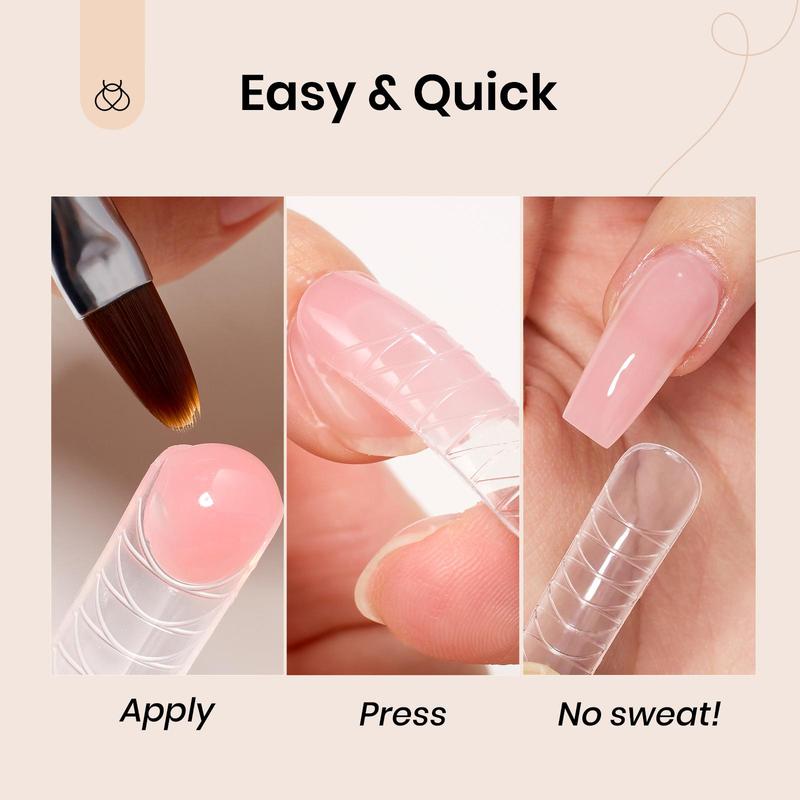 Beetles Poly Nail Extension Gel Kit, 7 Pcs Clear Jelly Glitter Golden Nude Brown Colors Poly Building Gel Enhancement Manicure Kit Top Base Coat Slip Solution Nail Art Salon Soak Off UV Easy DIY