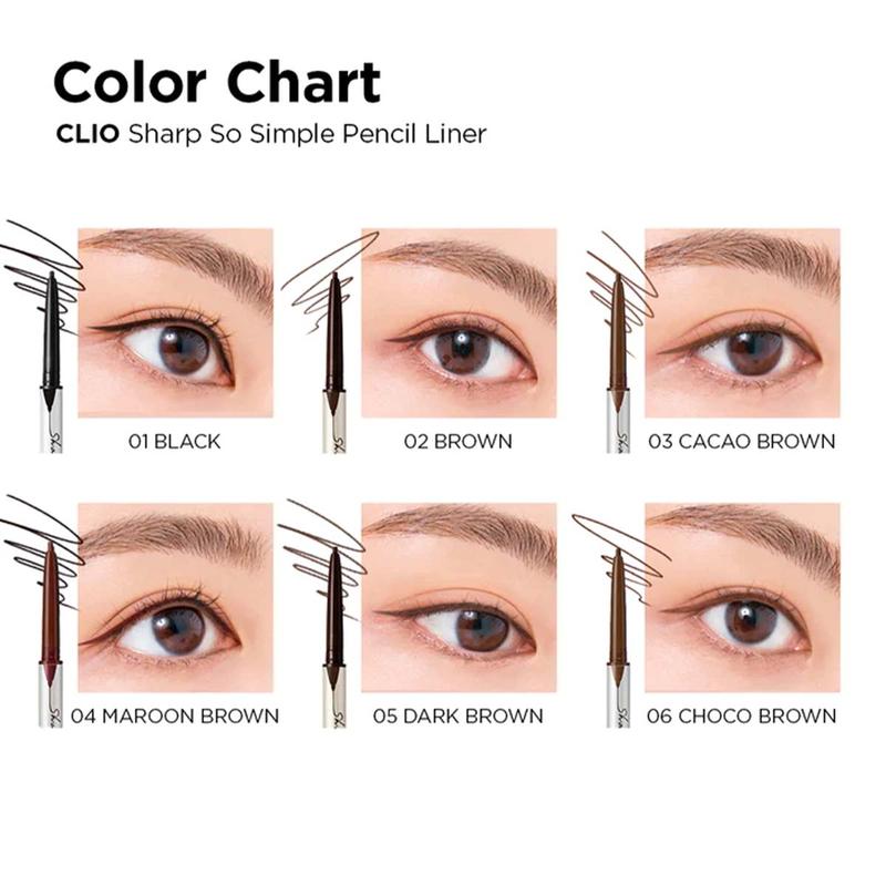 [CLIO] Sharp, So Simple Waterproof Pencil Liner (6 Colors), Waterproof Pencil Eyeliner, Long-lasting Eyeliner, Smudge-proof Eyeliner, Precision Tip Eyeliner, 2mm Thin Pencil, K-Beauty, Viral Waterproof Pencil Liner