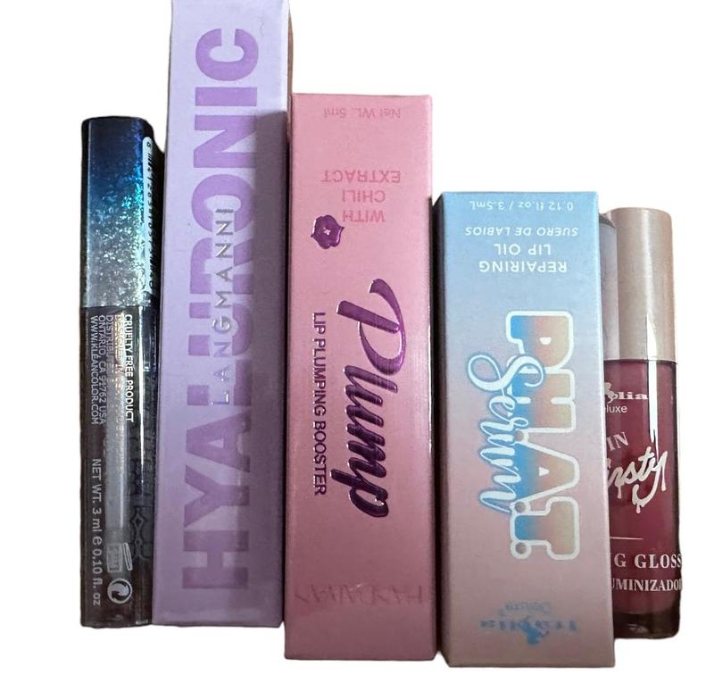 Flirty Findz Lip PIumping and Volumizing Lip Kit, 5 Items, All Lip Care Products Are Clear or Sheer With A Light Tint , Some Moisturize and Nourish and Others Plump