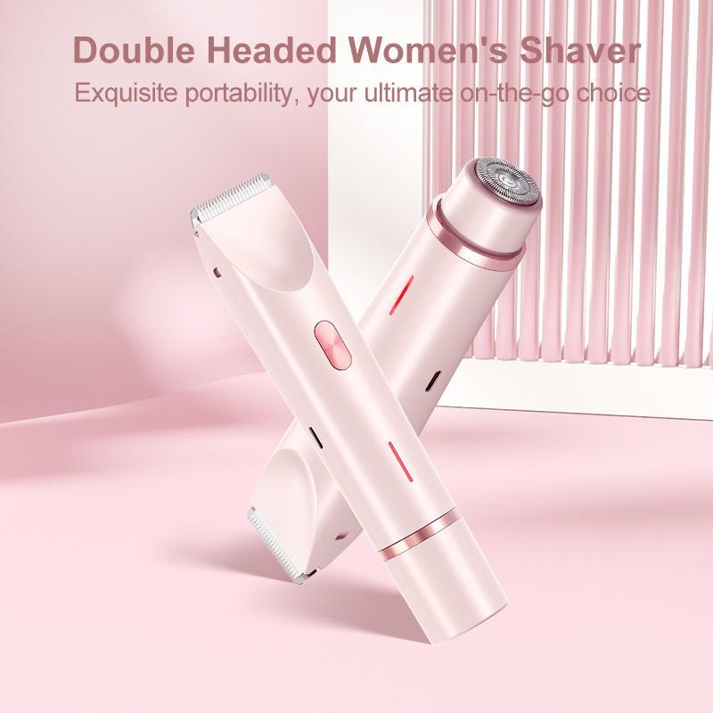 2 in 1 Electric Hair Trimmer for Women, 1 Box Rechargeable Painless Body Shaver & Facial Hair Remover, Waterproof Wet & Dry Use Hair Trimmer