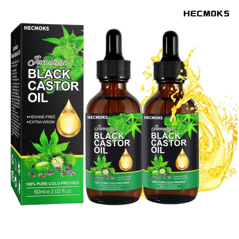 Hecmoks Organic Jamaican Black Castor Oil - Glass Bottle for Hair Growth, Body Care, and Moisturizing - Comfort, Skincare Haircare