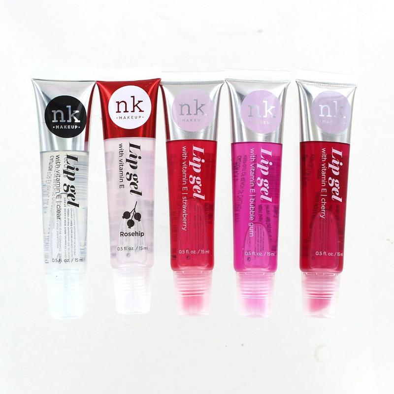 NICKA K NEW YORK VARIETY SET OF 5 NK Hydrating Lip Gel - Vitamin E (Clear, Rosehip Oil, Bubble Gum, Cherry, Strawberry)