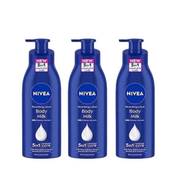 3 Pack Nivea Nourishing Lotion Body Milk Richly Caring For Very Dry Skin, 400ml Body Care Moisturizing Blend Smooth