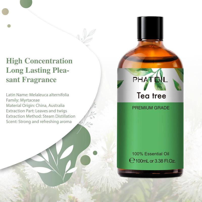 100ml Tea Tree Essential Oil, 1 Count Pure Aromatherapy Diffuser Oil, Natural Essential Oil for Massage Bath Sleep Relaxation