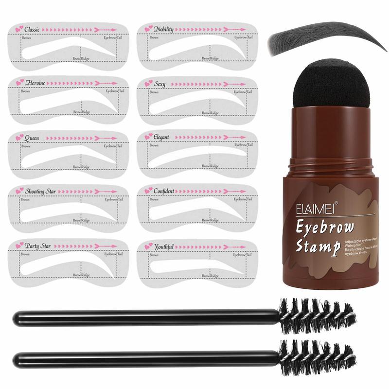 Eyebrow Powder & Eyebrow Brush & Eyebrow Template, 13pcs set Long-lasting Eyebrow Shaping Kit, Eye Brow Makeup Tool for Women