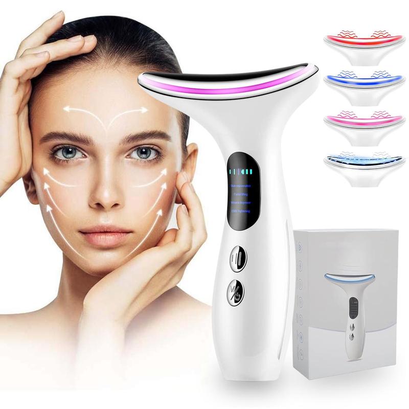 45°C Heating Vibration Facial Massager, 3 Color Light Mode & 4 Gear Function Mode Adjustable Facial Massage Tool, Facial & Neck Beauty Massager